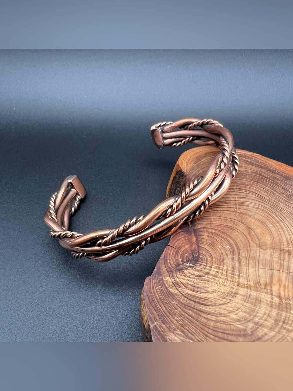Native American Multi Strand Twist Wire Copper Cuff by Elaine Tahe